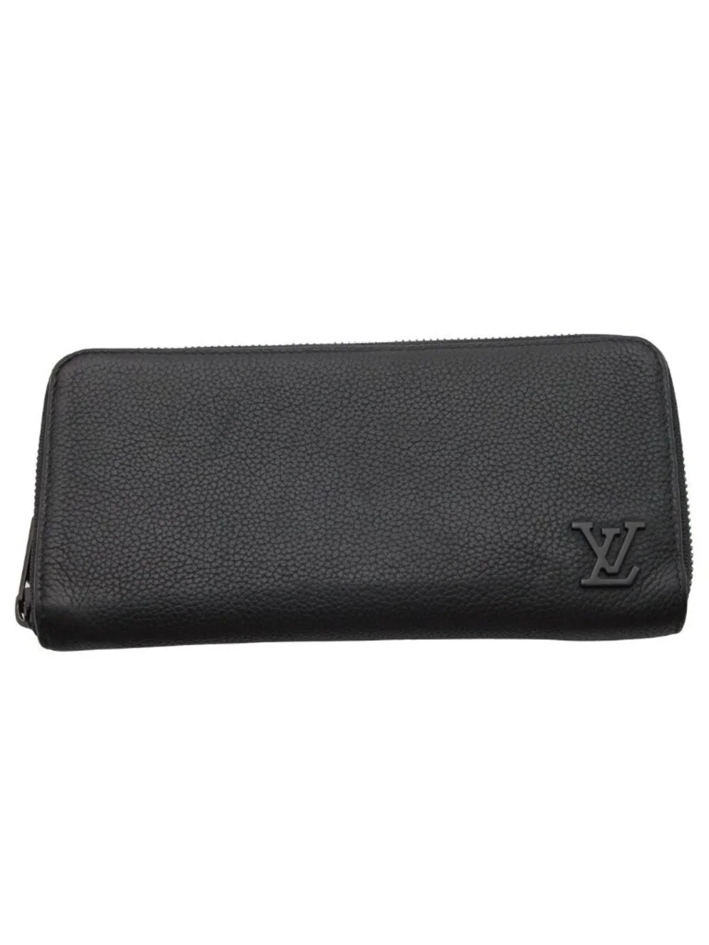 Louis Vuitton Wallet Leather Aerogram Zippy Horizontal Noir Black Zip Around